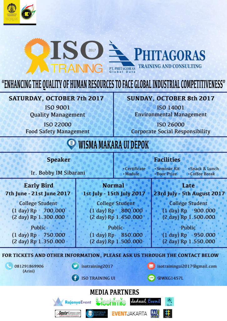ISO TRAINING 2017 dengan tema “Enhancing The Quality of Human Resources to Face Global Industrial Competitiveness”